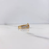 Anillo Correa Corona RX 4.3gr / T7 1/2 / Circones Blancos Tres Oros $