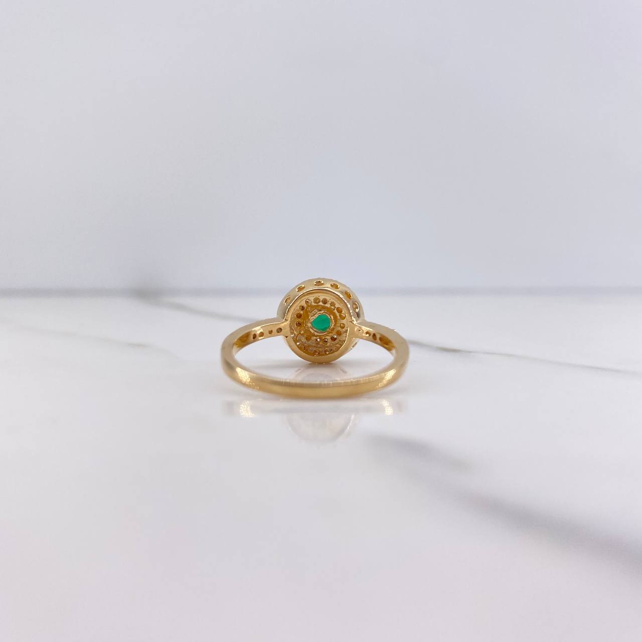 Anillo Halo 3.7gr / T6 1/4 / Circones Verde Blancos Oro Amarillo $