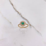 Anillo Halo 3.7gr / T6 1/4 / Circones Verde Blancos Oro Amarillo $
