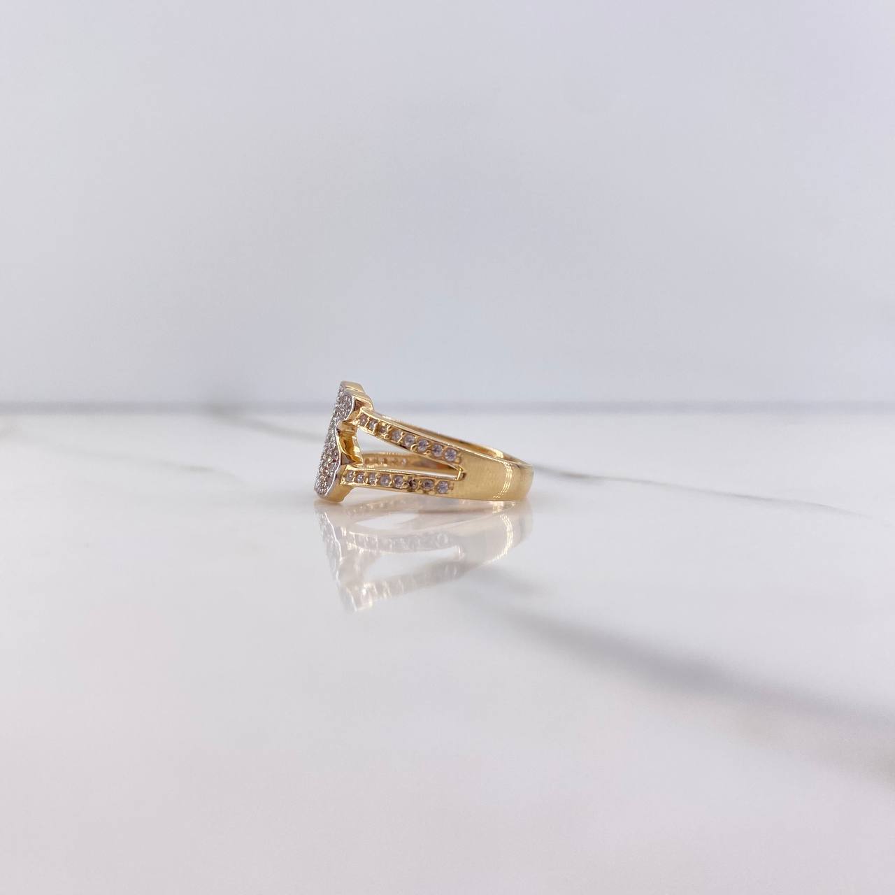 Anillo Oso Ts 3.65gr / T7 / Circones Blancos Dos Oros Amarillo Blanco $