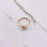 Anillo Solitario Halo 2gr / T6 1/4 / Circones Blancos Oro Rosa $