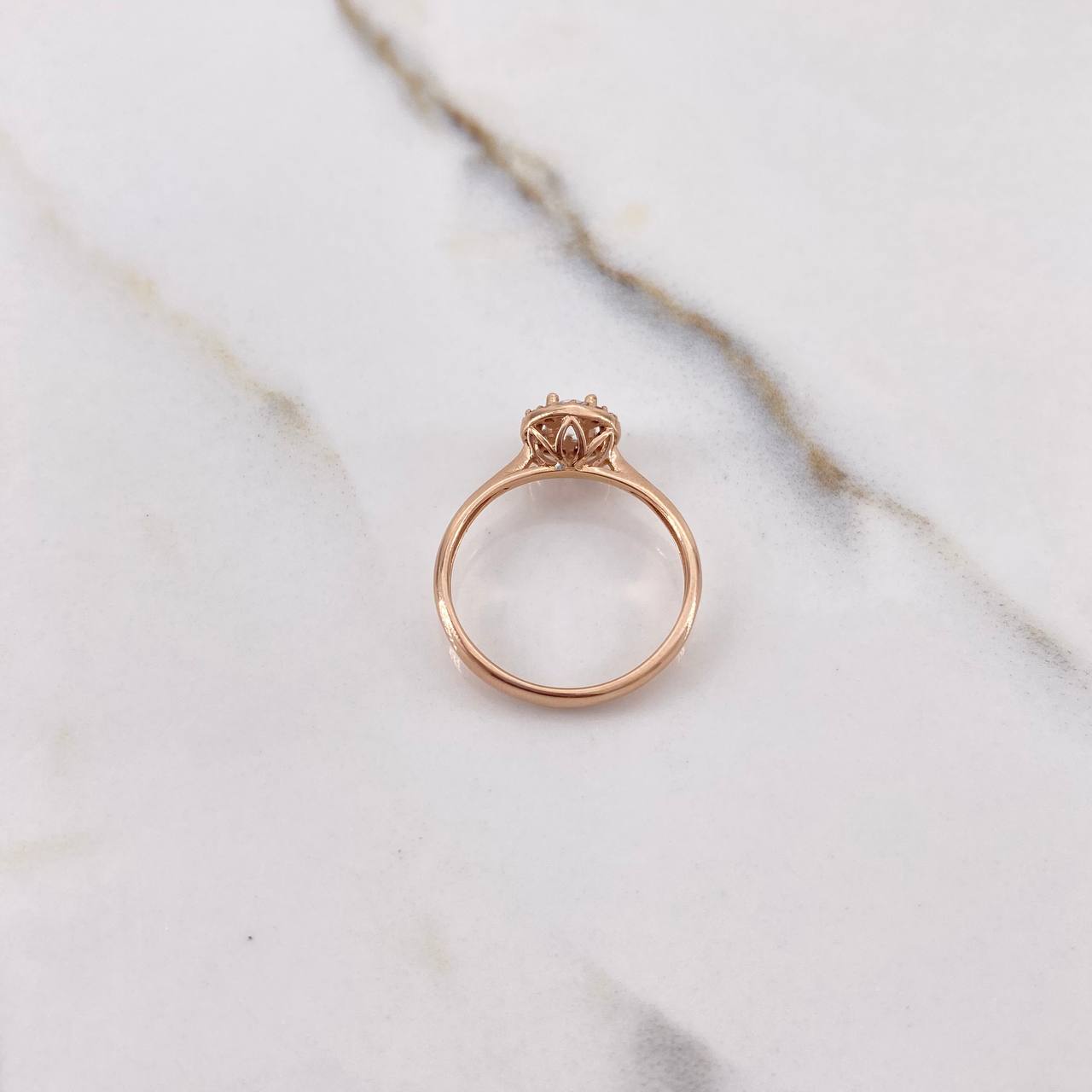 Anillo Solitario Halo 2gr / T6 1/4 / Circones Blancos Oro Rosa $