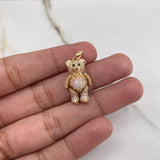Dije Oso Articulado Corbatin 4gr / 2.5cm / Circones Blancos Oro Amarillo $