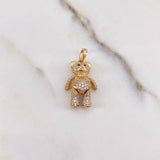 Dije Oso Articulado Corbatin 4gr / 2.5cm / Circones Blancos Oro Amarillo $