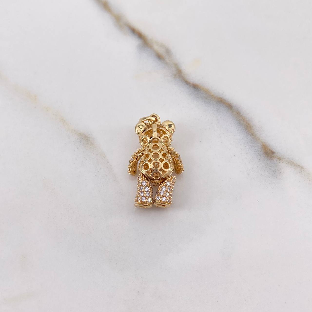Dije Oso Articulado Corbatin 4gr / 2.5cm / Circones Blancos Oro Amarillo $
