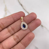 Dije Gota 1.75gr / 1.9cm / Circones Azul Blancos Oro Amarillo $
