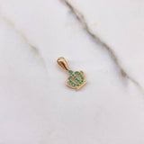 Dije Corona 0.9gr / 1.6cm / Circones Verdes Oro Amarillo $