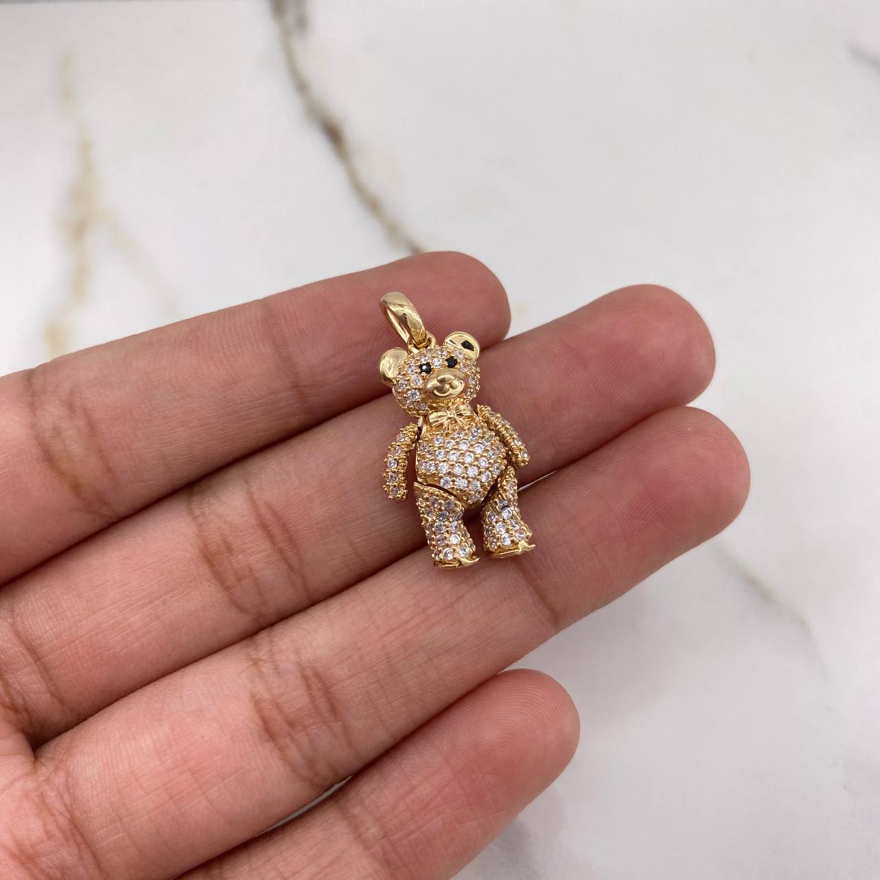 Dije Oso Articulado Corbatin 4gr / 2.5cm / Circones Negros Blancos Oro Amarillo &