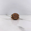 Anillo Signo Peso 10.5gr / T9 1/4 / Circones Negros Oro Rosa &