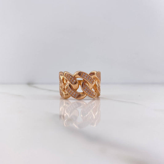 Anillo Cubano 10gr / T8 3/4 / Circones Blancos Oro Rosa &