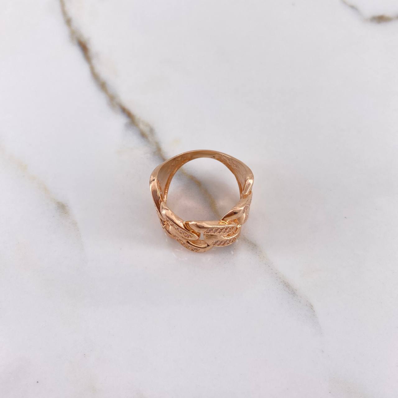 Anillo Cubano 10gr / T8 3/4 / Circones Blancos Oro Rosa &