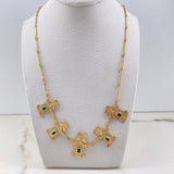 Cadena Precolombina 14.15gr / 45cm / Circones Verdes Oro Amarillo &