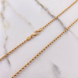 Cadena Militar 9.6gr / 45cm / 2mm Bolas Lisas Oro Amarillo +3 $