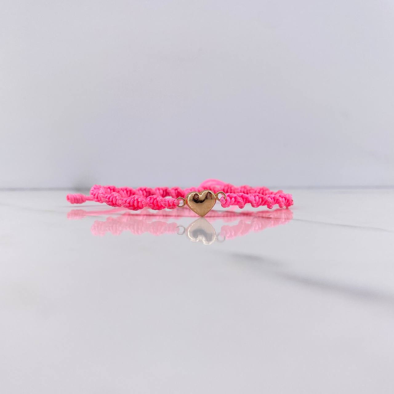 Pulsera Rosada Herraje Corazon 0.25gr / 1.1cm / Troquelado Oro Rosa &