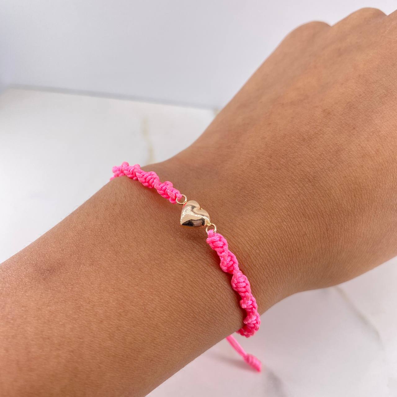 Pulsera Rosada Herraje Corazon 0.25gr / 1.1cm / Troquelado Oro Rosa &