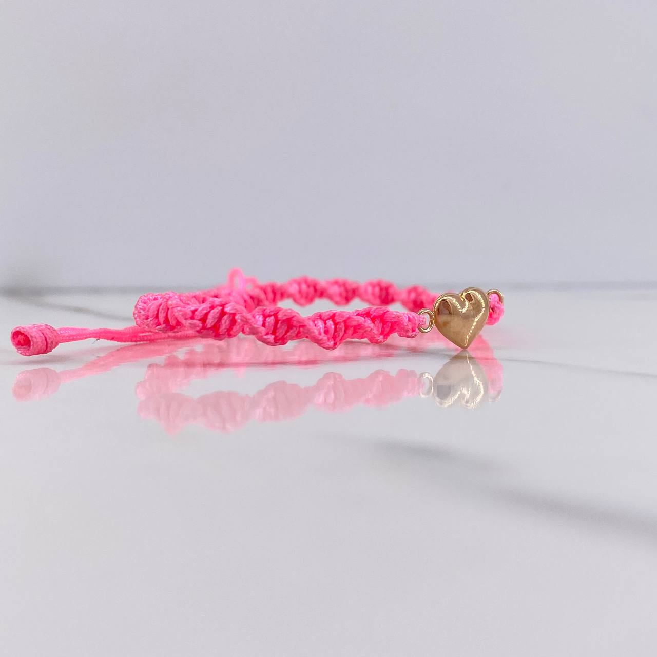 Pulsera Rosada Herraje Corazon 0.25gr / 1.1cm / Troquelado Oro Rosa &