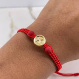 Pulsera Roja Herraje Letra K 0.55gr / 1cm / 5mm Tambor Bolas Neoprenos Rojas Oro Amarillo &