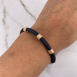 Pulso Silicona Cilindro 7.6gr / 19cm / Negro Oro Rosa &