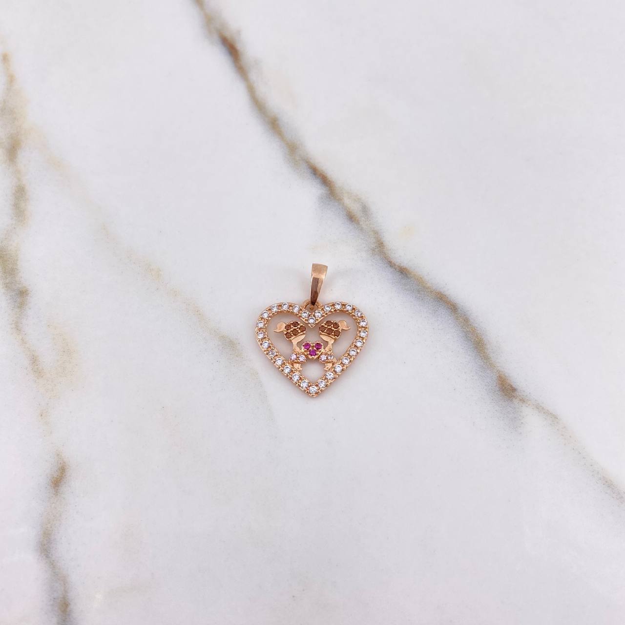 Dije Corazon Niñas 1.8gr / 2cm / Circones Fucsias Cafes Blancos Oro Rosa &