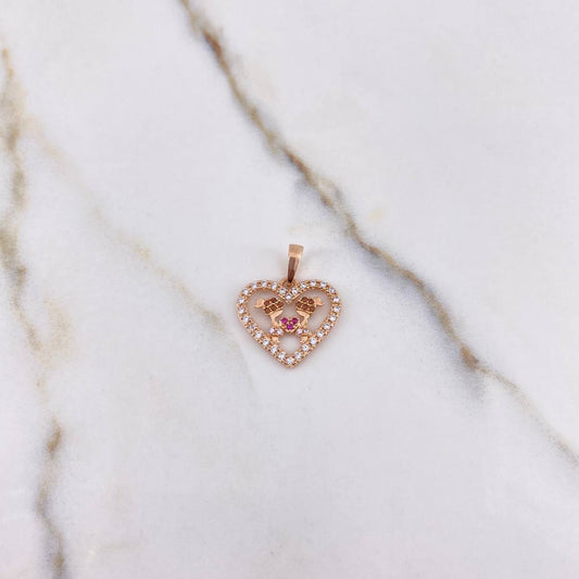 Dije Corazon Niñas 1.8gr / 2cm / Circones Fucsias Cafes Blancos Oro Rosa &