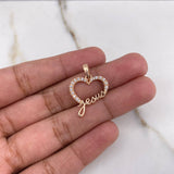 Dije Corazon Jesus 1.55gr / 2.4cm / Circones Blancos Oro Rosa &