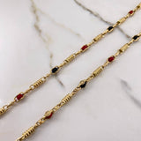 Cadena Rustica Tornillo 32.3gr / 60cm / Bolas Rojas Negras Oro Amarillo &