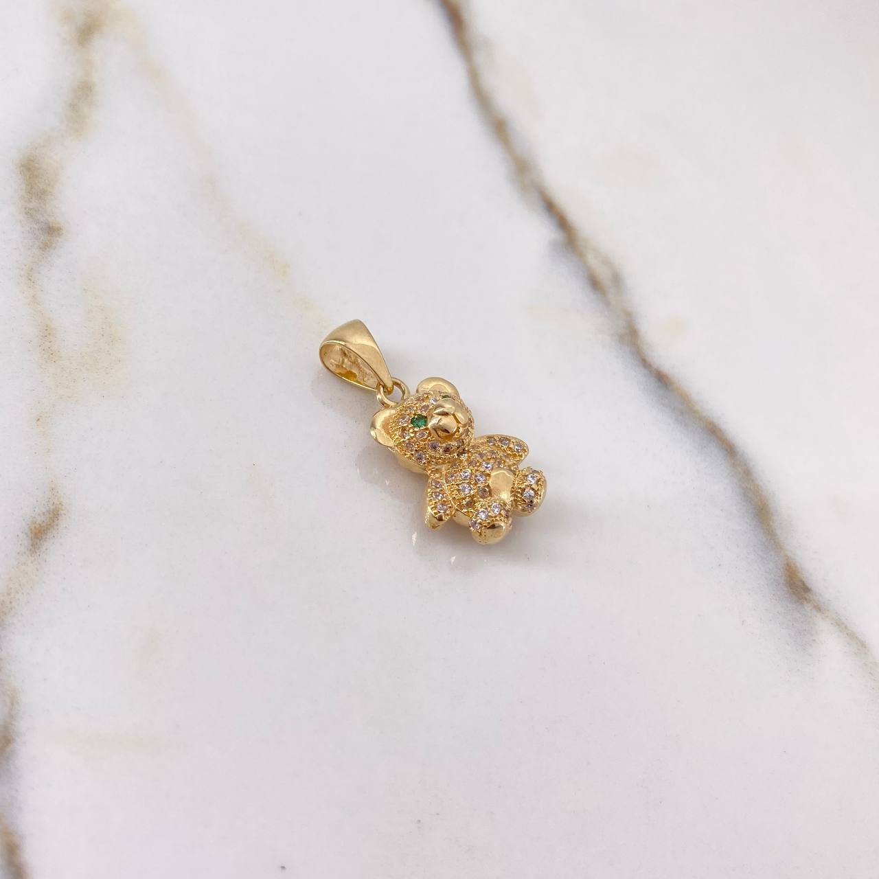 Dije Oso 3.55gr / 2.4cm / Circones Verdes Blancos Oro Amarillo &