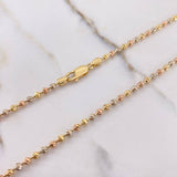 Cadena Militar 18.15gr / 55cm / 4mm Bolas Diamantadas Tres Oros $