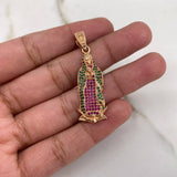 Dije Virgen Guadalupe 4.15gr / 4cm / Circones Fucsias Verdes Oro Rosa &