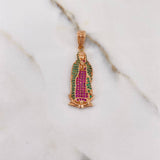 Dije Virgen Guadalupe 4.15gr / 4cm / Circones Fucsias Verdes Oro Rosa &