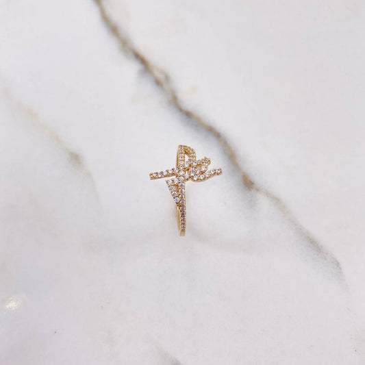 Anillo Fe 1.8gr / T5 1/2 / Circones Blancos Oro Amarillo $