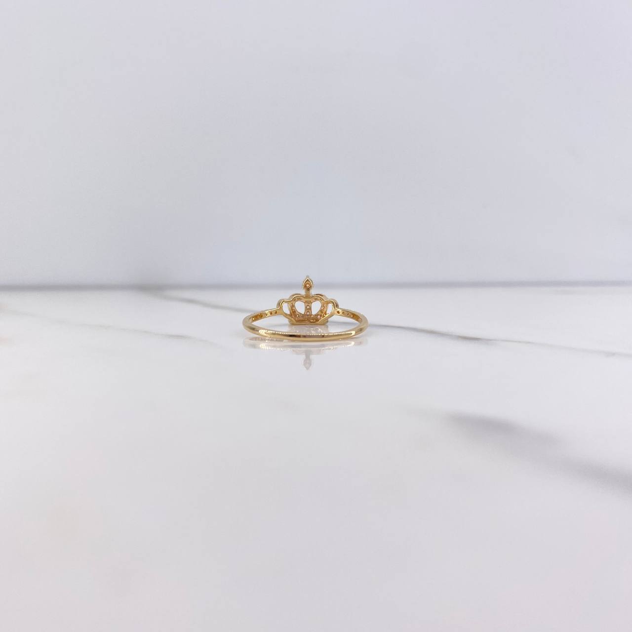 Anillo Corona 1.5gr / T7 1/2 / Circones Blancos Oro Amarillo $