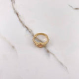 Anillo Correa Corona RX 4.5gr / T6 1/4 / Circones Blancos Tres Oros $
