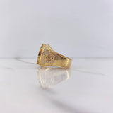 Anillo Timon 13.6gr / T11 1/4 / Circones Verde Blancos Oro Amarillo $