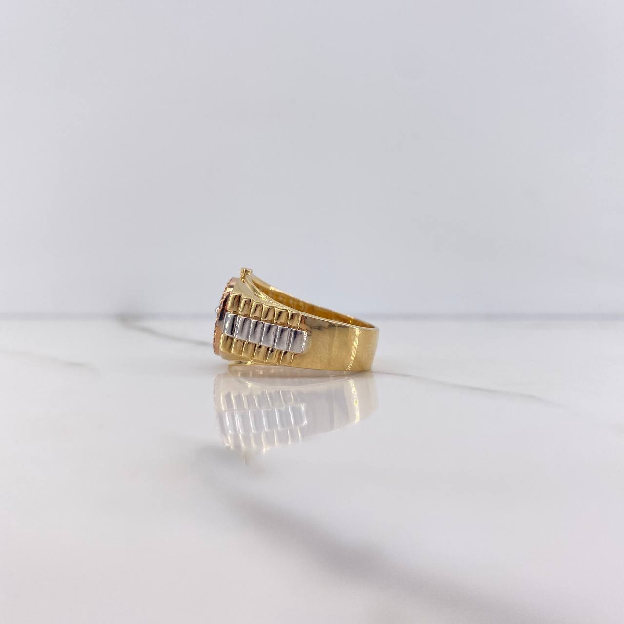Anillo Correa Corona RX 7.25gr / T9 1/2 / Circones Blancos Tres Oros $