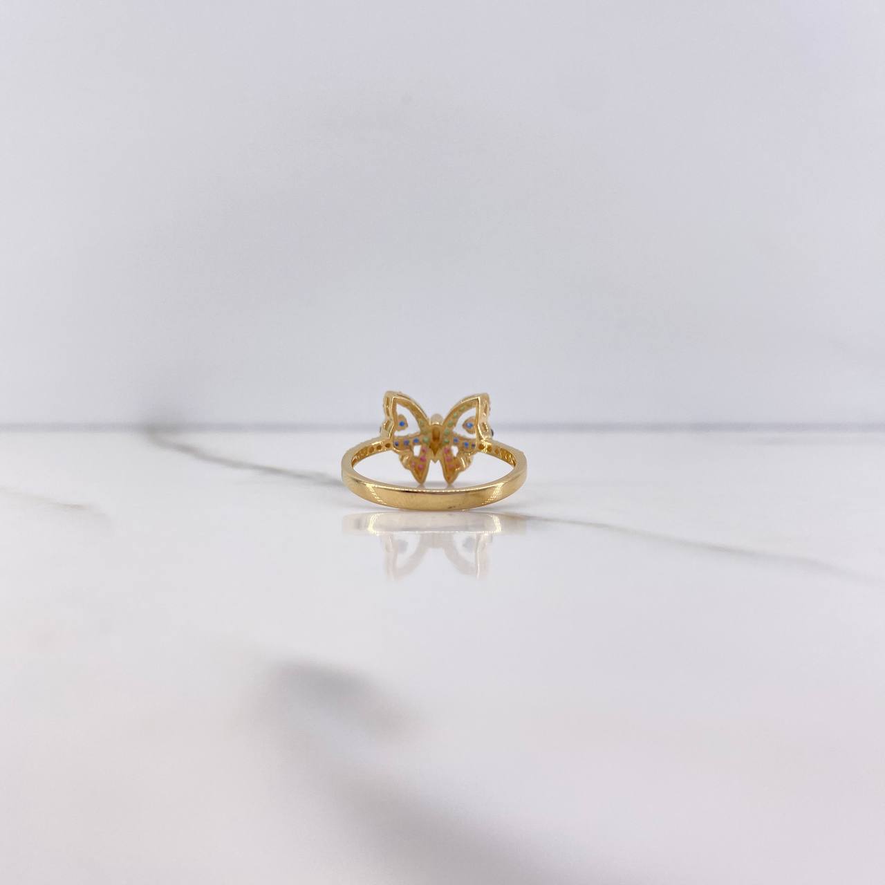 Anillo Mariposa 2.6gr / T6 1/2 / Circones Azules Verdes Fucsias Blancos Oro Amarillo $