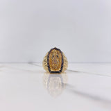 Anillo Virgen Guadalupe 10.85gr / T8 1/2 / Circones Negros Blancos Oro Amarillo $