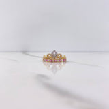 Anillo Corona 2.9gr / T6 1/4 / Circones Rosados Blancos Oro Amarillo $