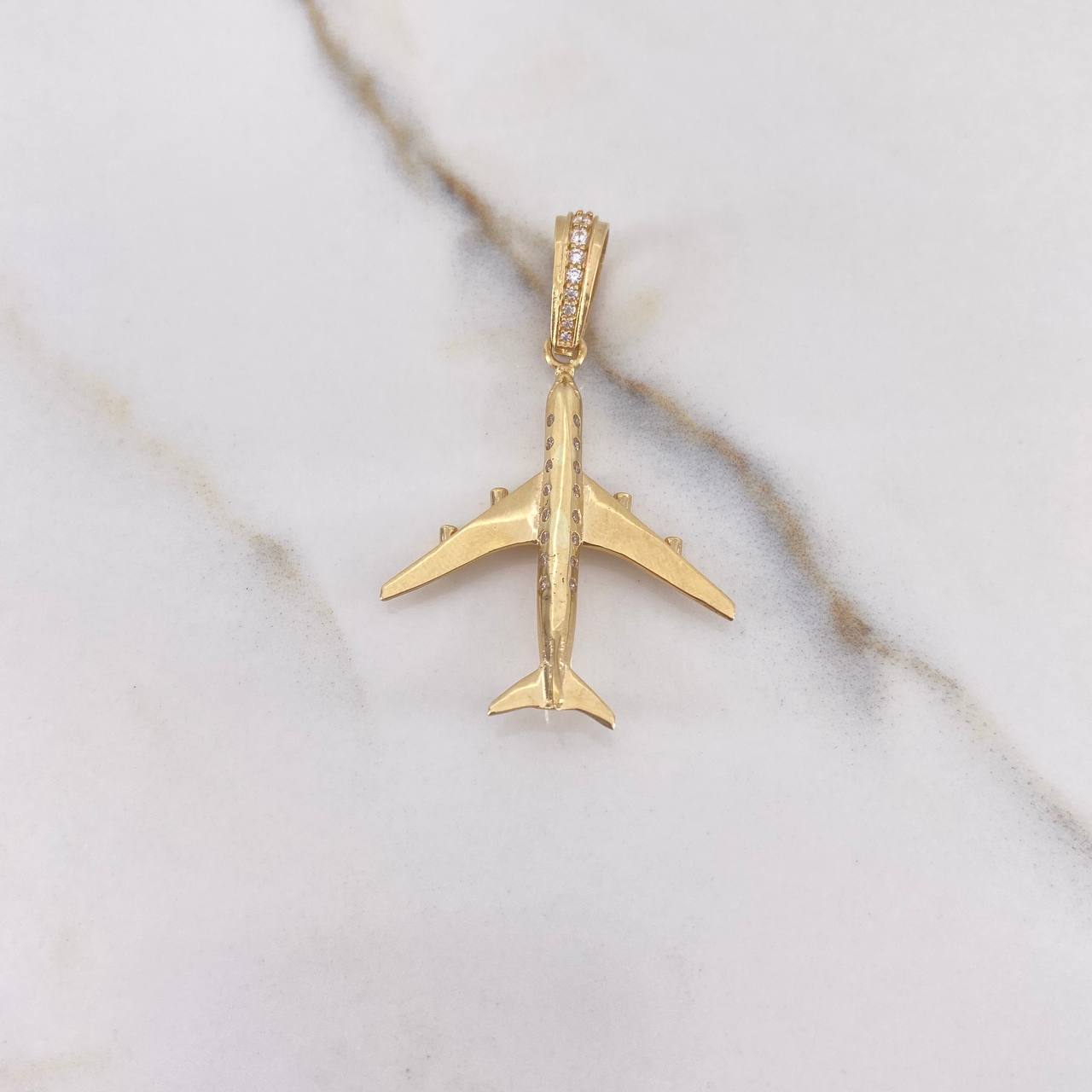 Dije Avion 2.85gr / 4cm / Circones Blancos Oro Amarillo $