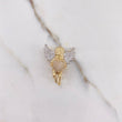 Dije Angel Corazon 7.05gr / 2.5cm / Circones Blancos Dos Oros Amarillo Blanco $