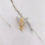 Dije Angel Corazon 7.05gr / 2.5cm / Circones Blancos Dos Oros Amarillo Blanco $