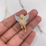 Dije Angel Corazon 7.05gr / 2.5cm / Circones Blancos Dos Oros Amarillo Blanco $