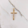 Dije Cruz Cristo 4.45gr / 3.7cm / Circones Blancos Dos Oros Amarillo Blanco $