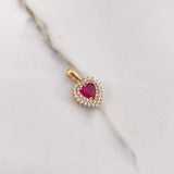Dije Halo Corazon 2.05gr / 1.8cm / Circones Fucsia Blancos Oro Amarillo $
