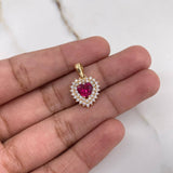 Dije Halo Corazon 2.05gr / 1.8cm / Circones Fucsia Blancos Oro Amarillo $