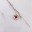 Dije Halo Corazon 2.05gr / 1.8cm / Circones Fucsia Blancos Oro Amarillo $