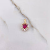 Dije Halo Corazon 2.05gr / 1.8cm / Circones Fucsia Blancos Oro Amarillo $