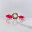 Pulso Flor Corazones 11.35gr / 17cm / Circones Fucsias Blancos Oro Rosa $