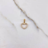 Dije Silueta Corazon 0.9gr / 1.8cm / Circones Blancos Oro Amarillo $