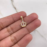 Dije Corona 0.9gr / 1.8cm / Circones Blancos Oro Amarillo $